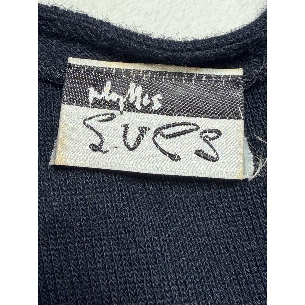 VTG Phyllis Sues Black Knit Cardigan Ruffle Satin Bolero Jacket Sz Sm Tango - Picture 7 of 13